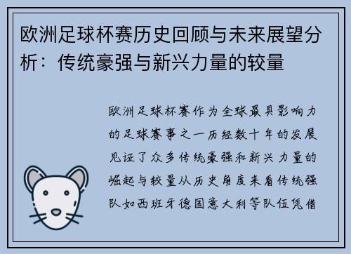 欧洲足球杯赛历史回顾与未来展望分析：传统豪强与新兴力量的较量